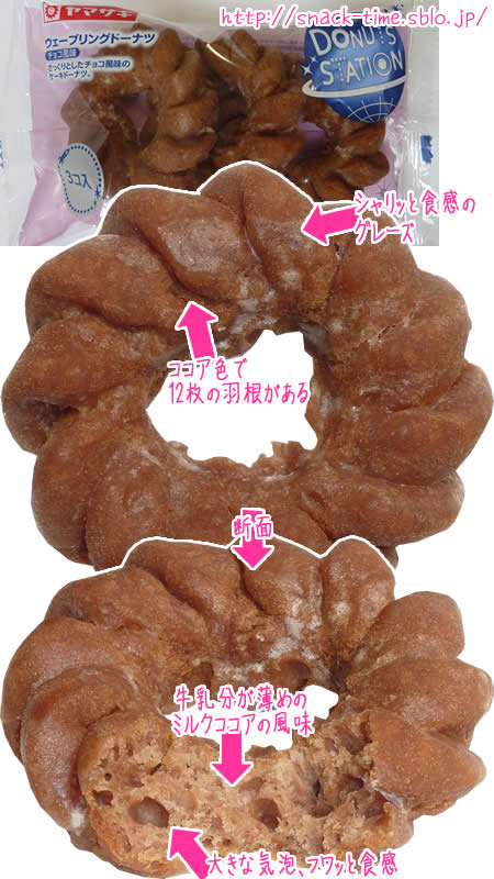 砂糖てんこ盛りのミルクココア味、ウェーブリングドーナツチョコ風味